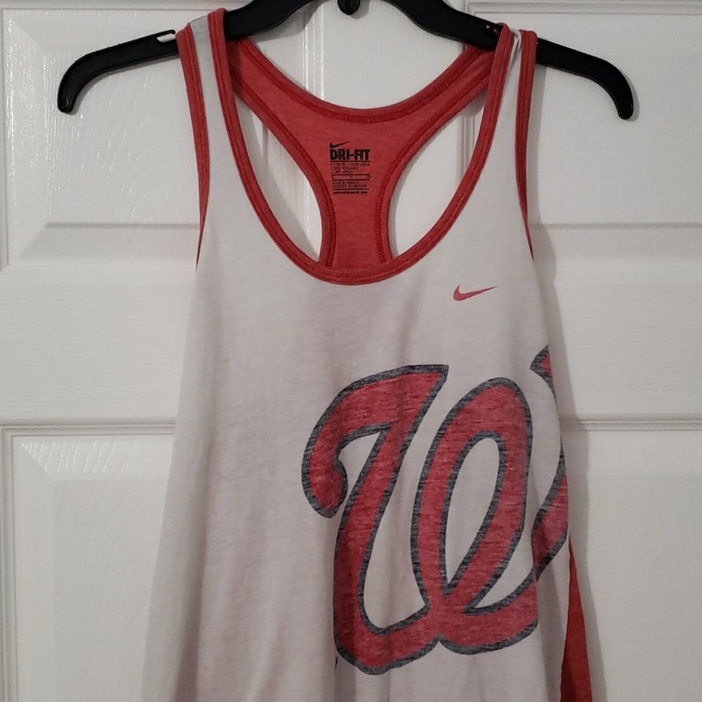 Nike Dri-Fit MLB Washington Nationals Red & White Tank Top. Women's Small.